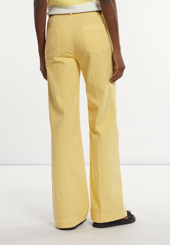 River Woods Katoenen Stretch Broek Wijde Pijpen Geel
