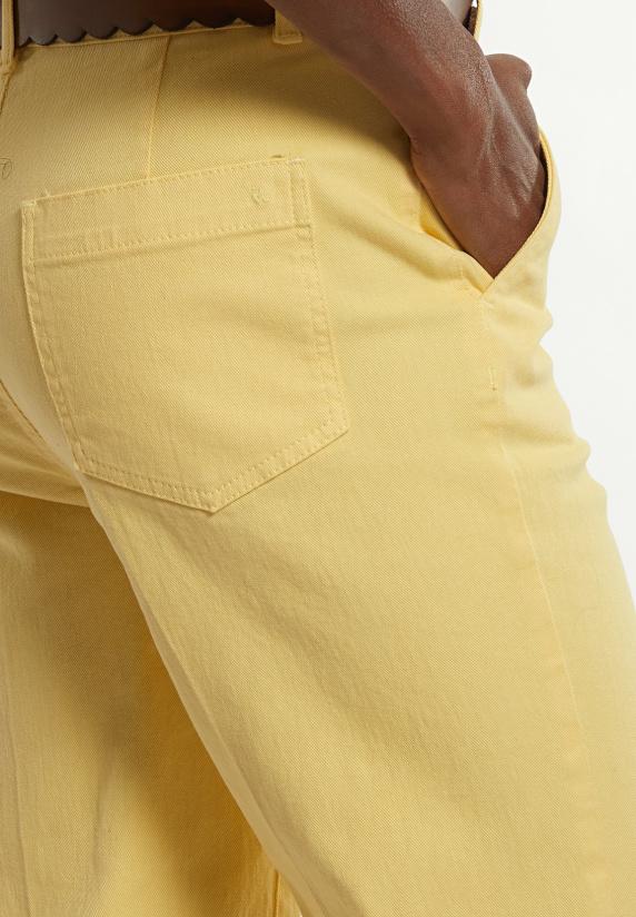 River Woods Katoenen Stretch Broek Wijde Pijpen Geel