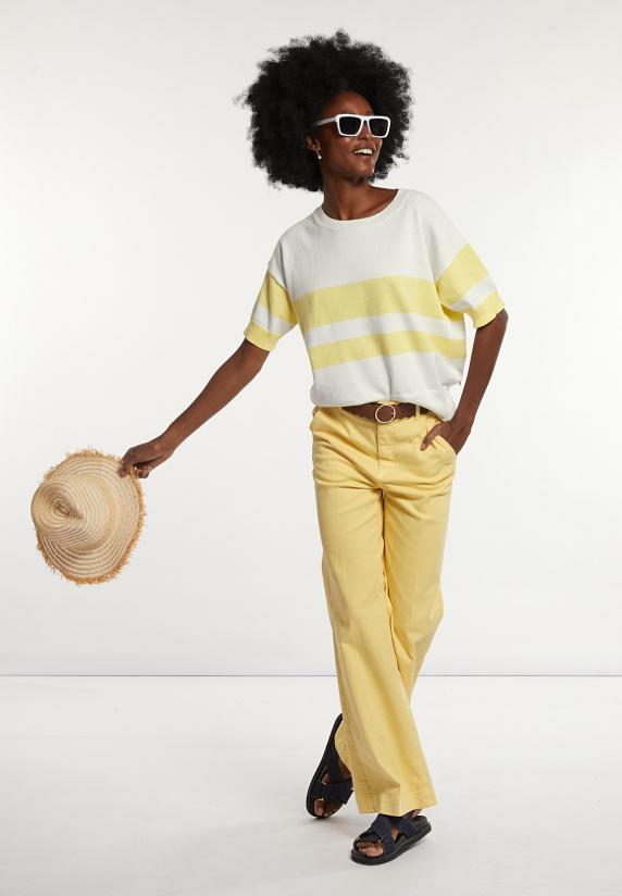 river woods Katoenen stretch broek wijde pijpen geel