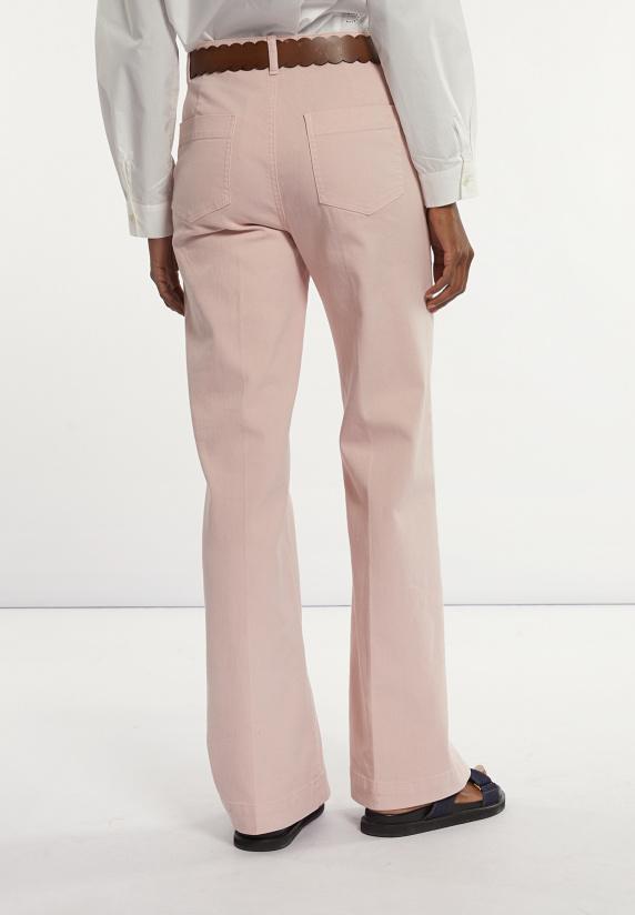 River Woods Katoenen Stretch Broek Wijde Pijpen Roze