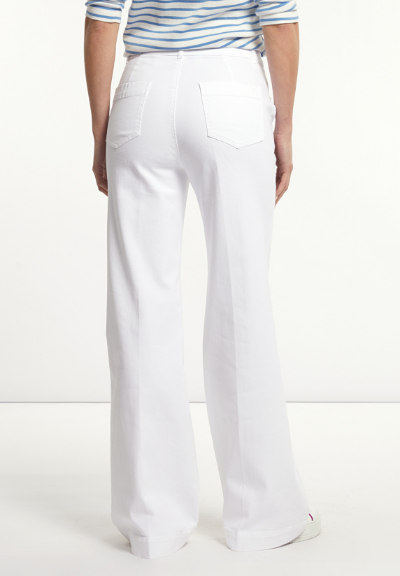 River Woods Katoenen Stretch Broek Wijde Pijpen Wit