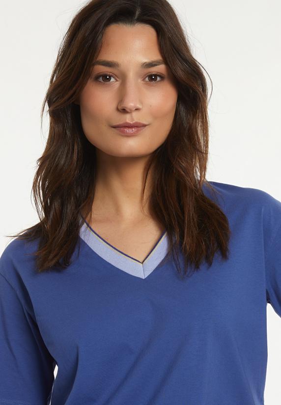 River Woods Katoenen T-shirt Gestreepte V-hals Blauw