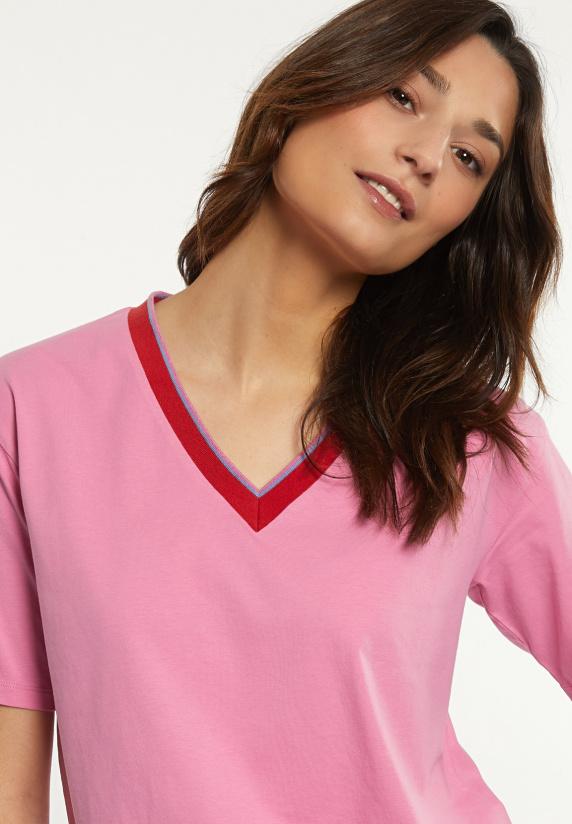 River Woods Katoenen T-shirt Gestreepte V-hals Roze