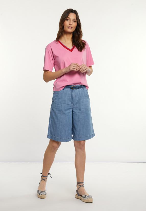 River Woods Katoenen T-shirt Gestreepte V-hals Roze