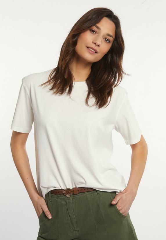 river woods Katoenen T-shirt ronde hals korte mouwen wit