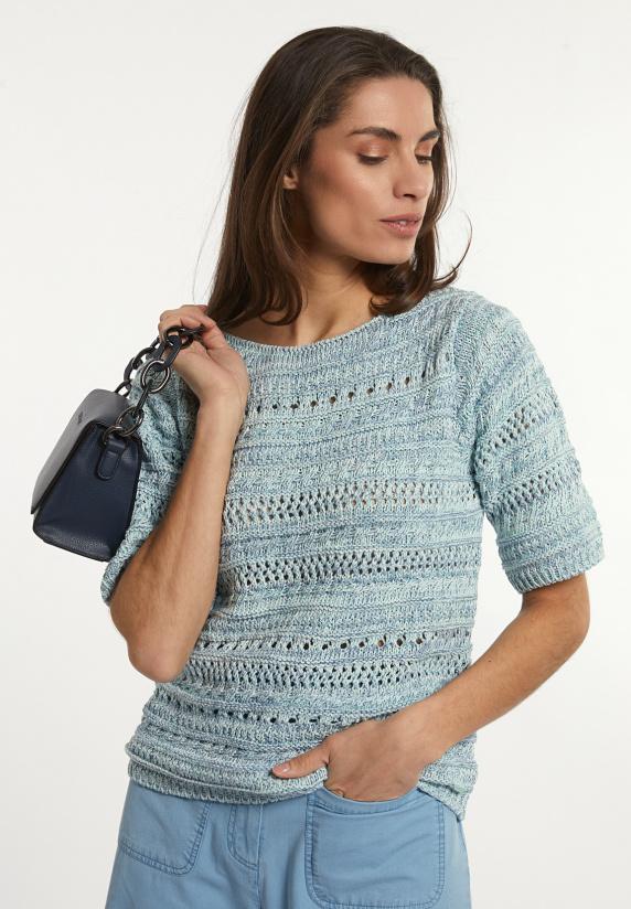 river woods Katoenen trui ronde hals korte mouwen blauw