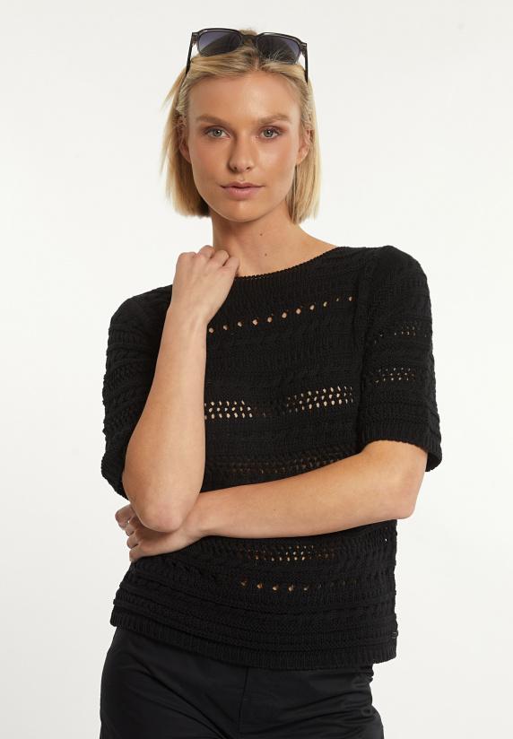 river woods Katoenen trui ronde hals korte mouwen zwart