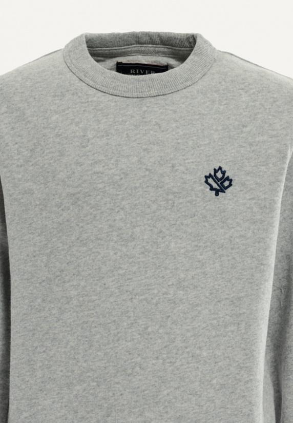 River Woods Katoenen Trui Ronde Hals Pearl Grey Mix