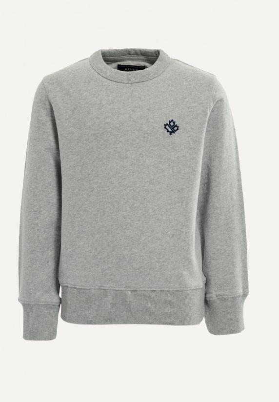 river woods Katoenen trui ronde hals pearl grey mix