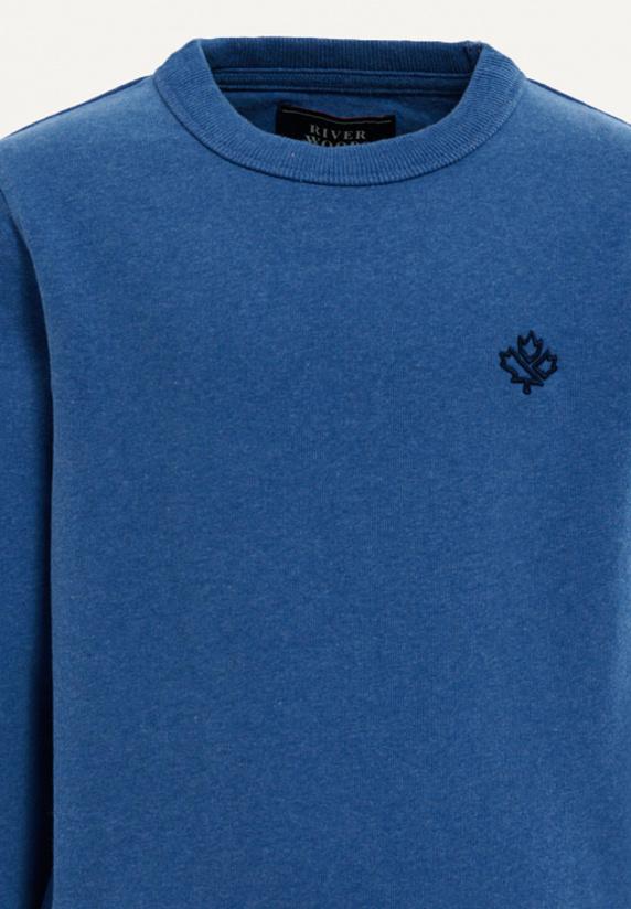 River Woods Katoenen Trui Ronde Hals Persian Blue Mix