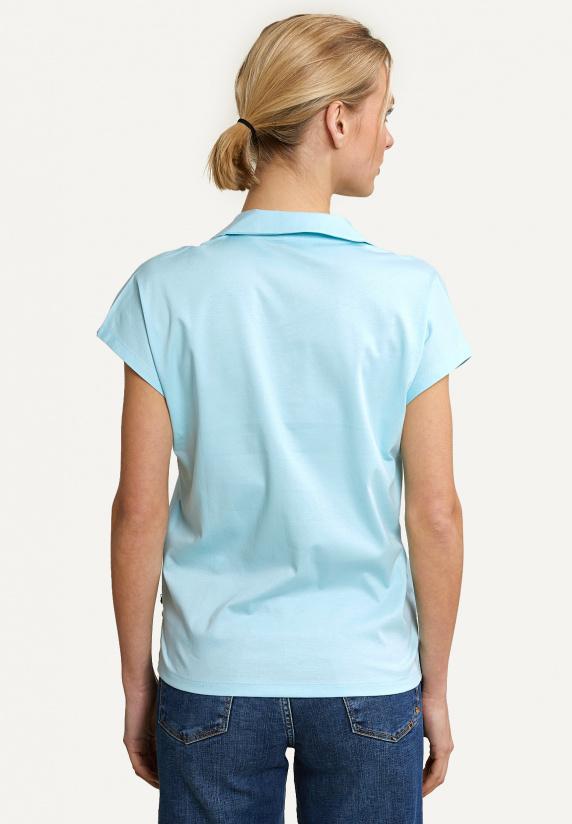 River Woods Katoenen V-hals Polo T-shirt Korte Mouwen Turquoise