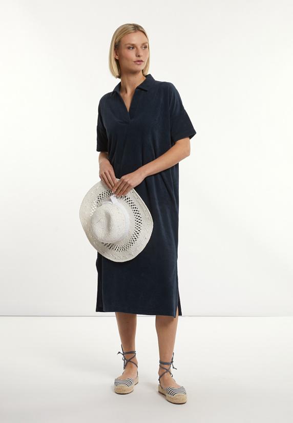 river woods Katoenen wijde éponge polojurk korte mouwen navy