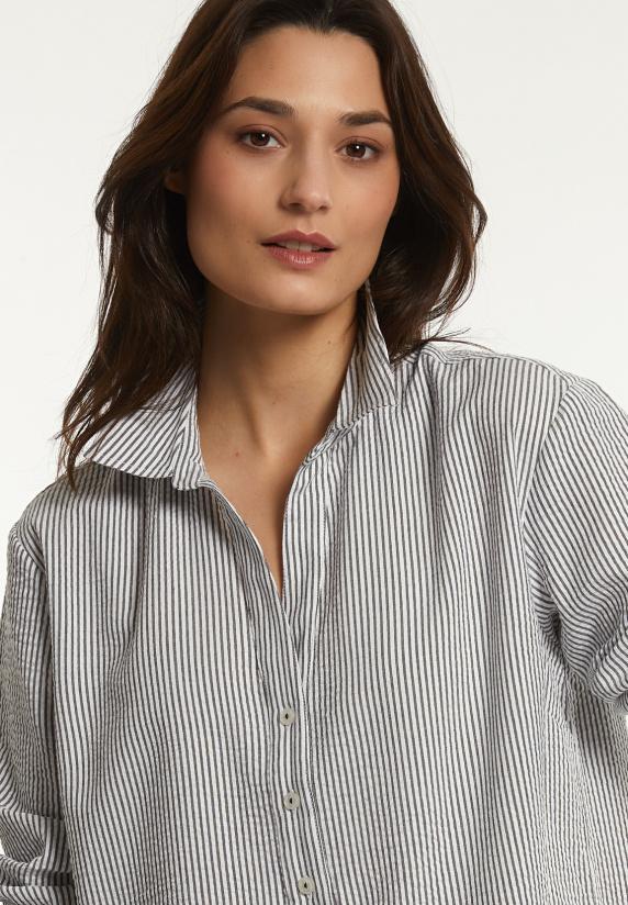 River Woods Katoenen Wijde Gestreepte Blouse Zwart/wit