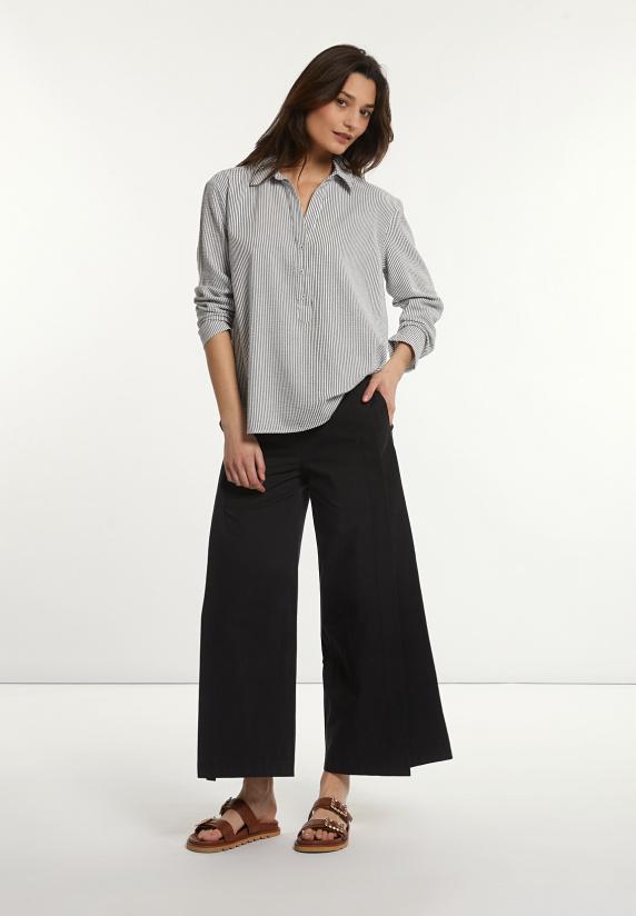 River Woods Katoenen Wijde Gestreepte Blouse Zwart/wit