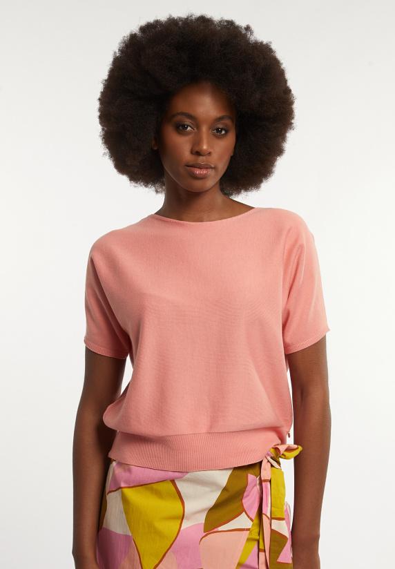 river woods Katoenen wijde trui ronde hals korte mouwen peach