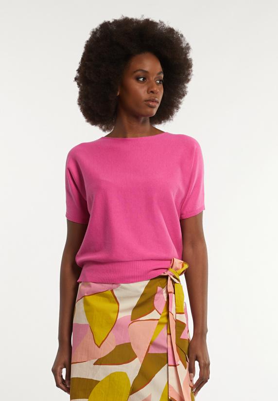 river woods Katoenen wijde trui ronde hals korte mouwen roze