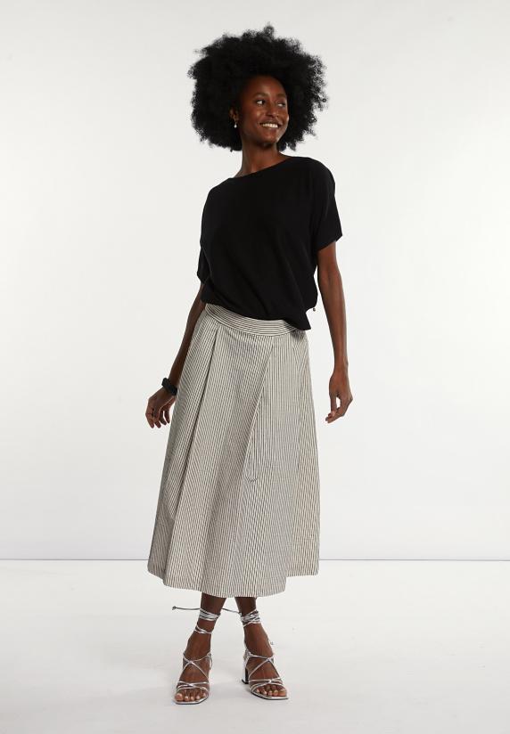 River Woods Katoenen Wijde Trui Ronde Hals Korte Mouwen Zwart