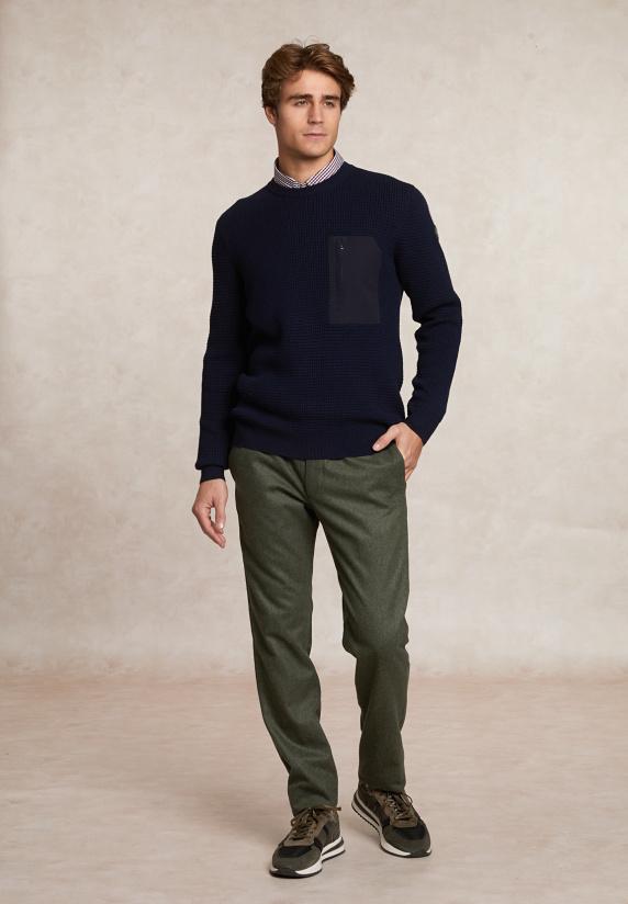 River Woods Klassieke Flanellen Broek Elastische Taille Groen