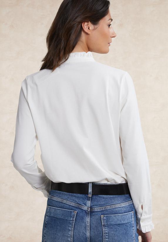 River Woods Klassieke Geknoopte T-shirt Opstaande Kraag écru