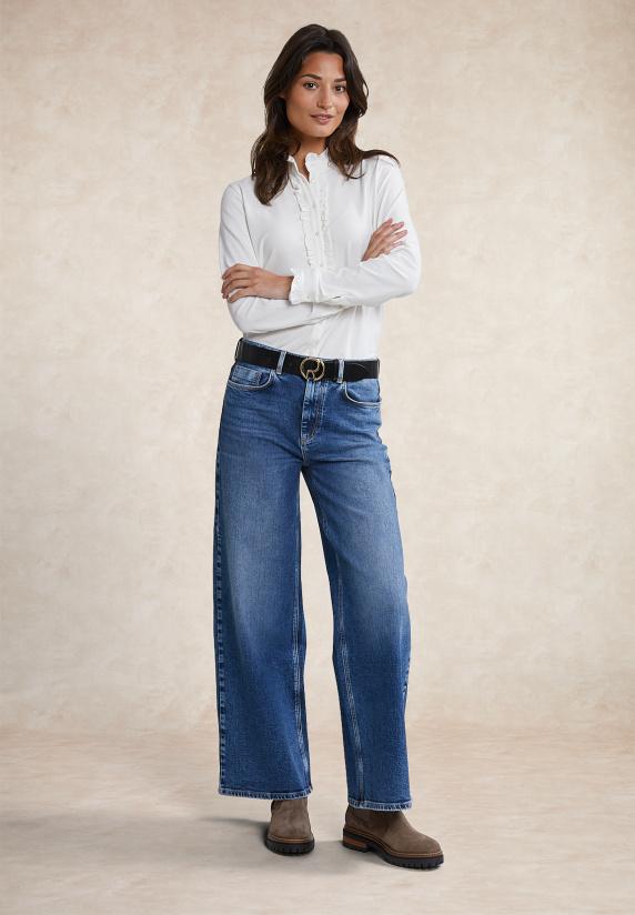 River Woods Klassieke Geknoopte T-shirt Opstaande Kraag écru