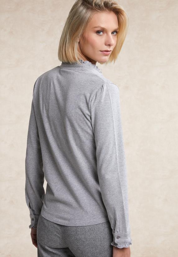 River Woods Klassieke Geknoopte T-shirt Opstaande Kraag Grijs