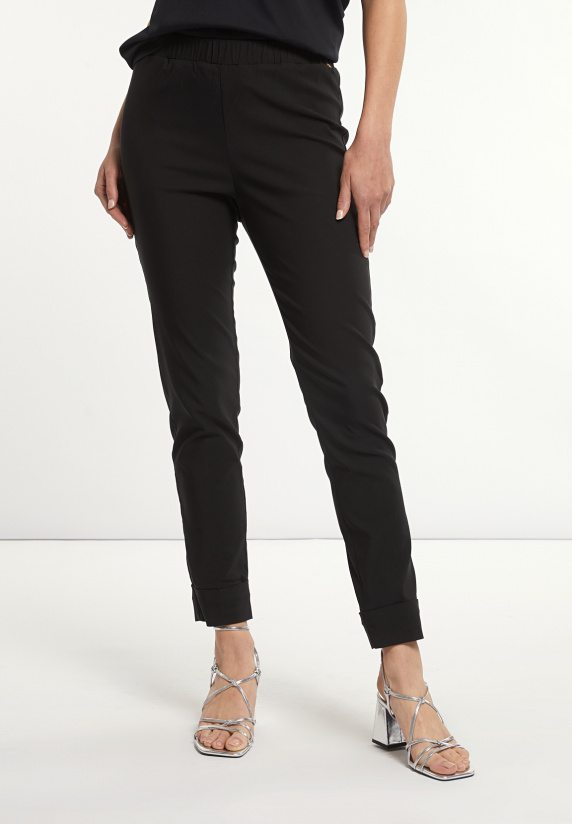 River Woods Klassieke Getailleerde Broek Elastische Taille Zwart