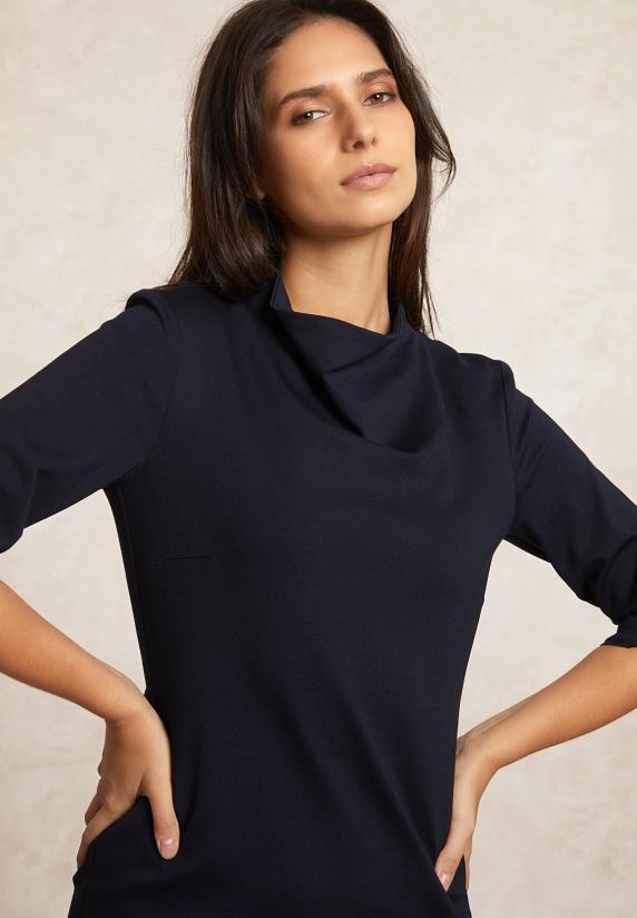 River Woods Klassieke Milano Jurk Elleboogmouwen Navy