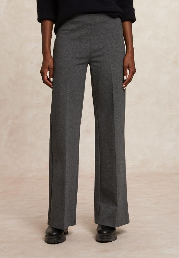 River Woods Klassieke Wijde Broek Elastische Taille Grijs