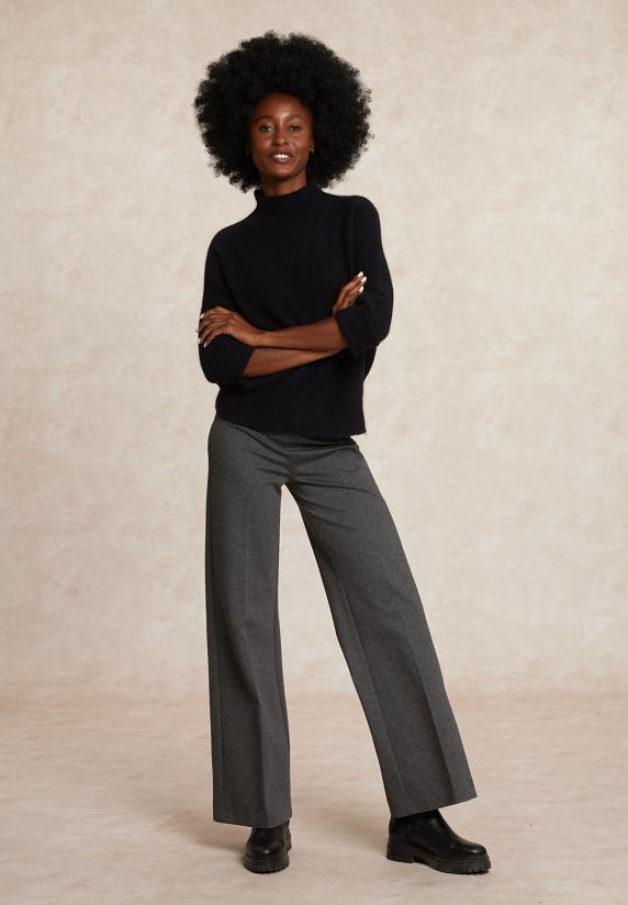 River Woods Klassieke Wijde Broek Elastische Taille Grijs