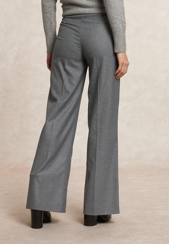 River Woods Klassieke Wijde Geruite Broek Elastische Taille Grijs