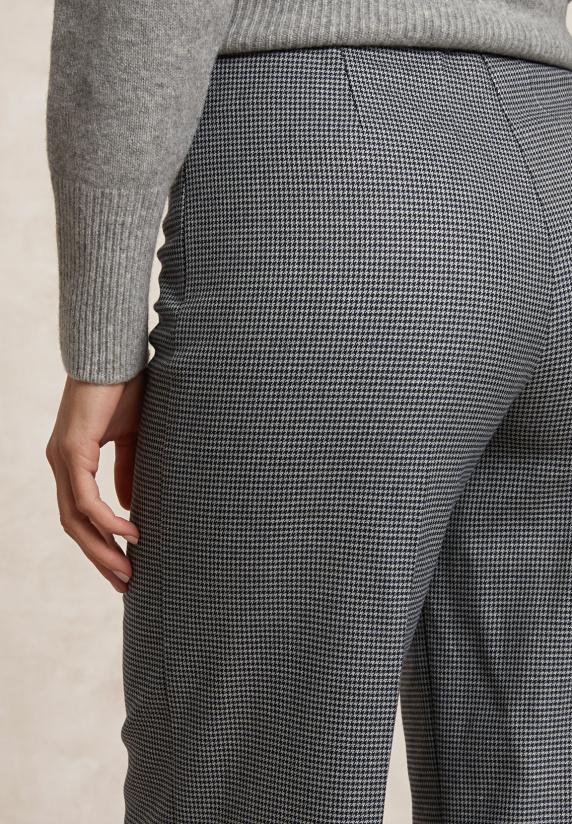 River Woods Klassieke Wijde Geruite Broek Elastische Taille Grijs