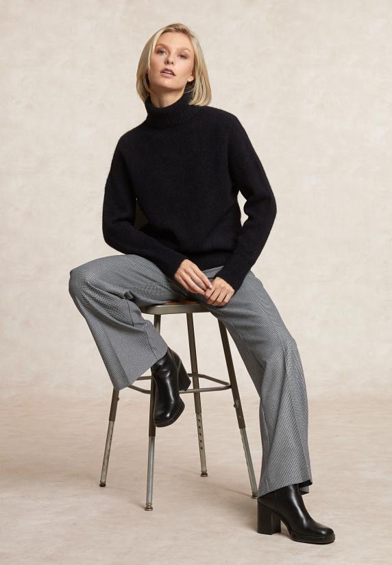 river woods Klassieke wijde geruite broek elastische taille grijs