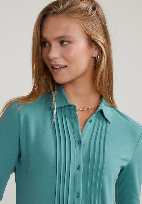 River Woods Lake Groene Klassieke T-shirt Lange Mouwen