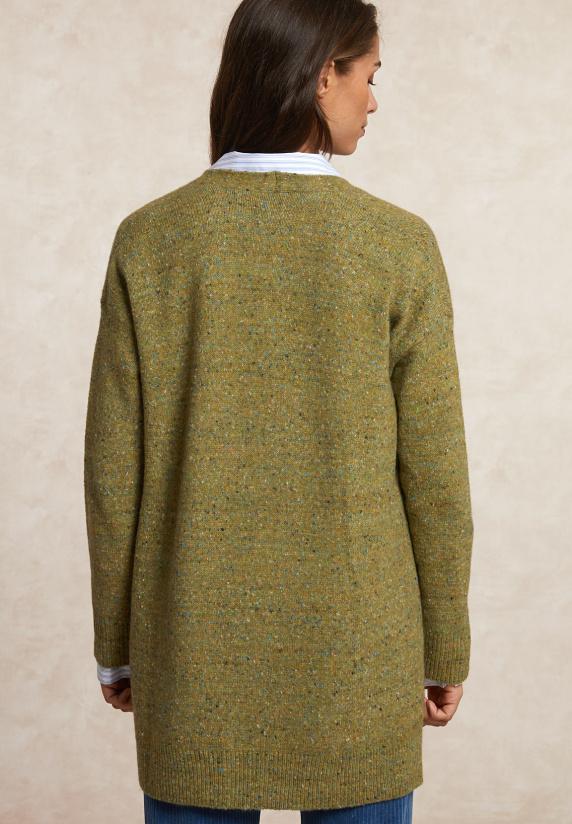 River Woods Lange Gestipte V-hals Cardigan Olijfgroen