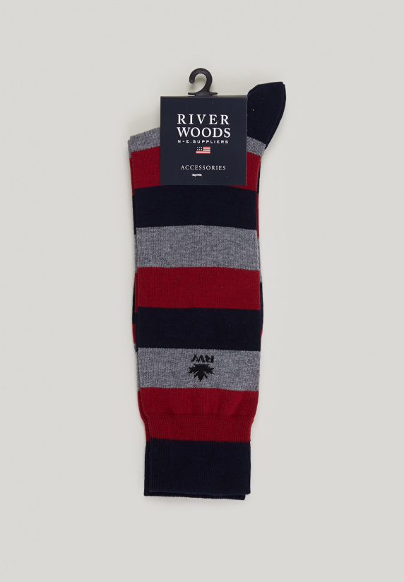 river woods Lange gestreepte katoenen sokken admiral/dark red