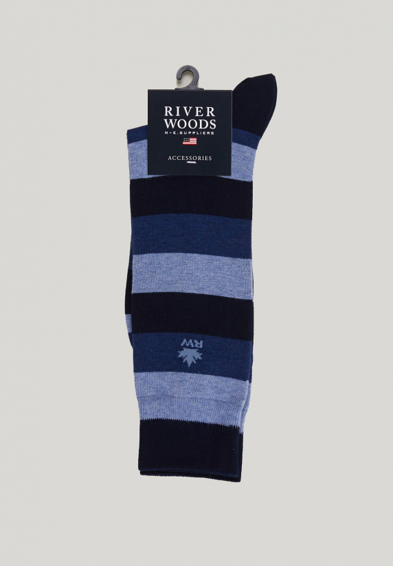 river woods Lange gestreepte katoenen sokken admiral/dk jeans mix