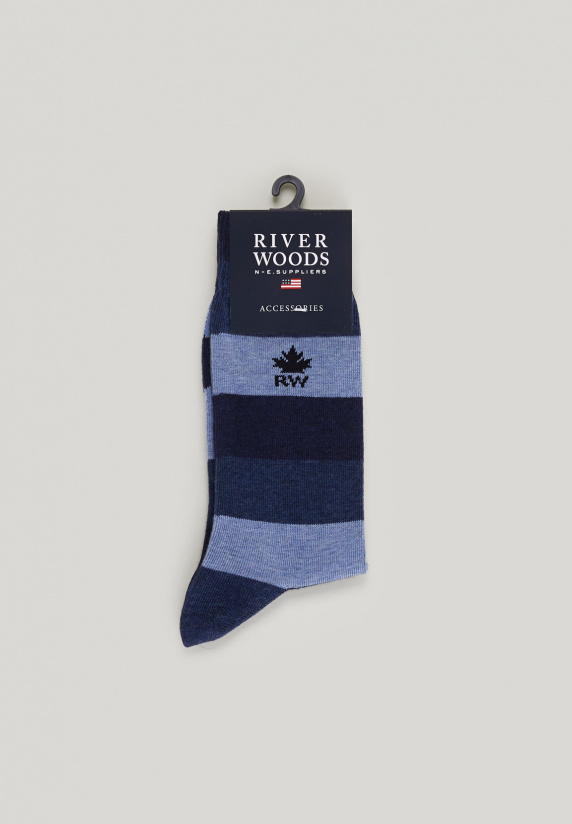 river woods Lange gestreepte katoenen sokken dark navy