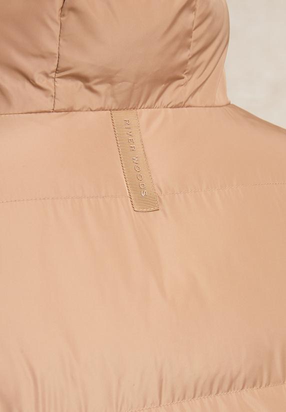 River Woods Lange Gewatteerde Jas Met Capuchon Beige