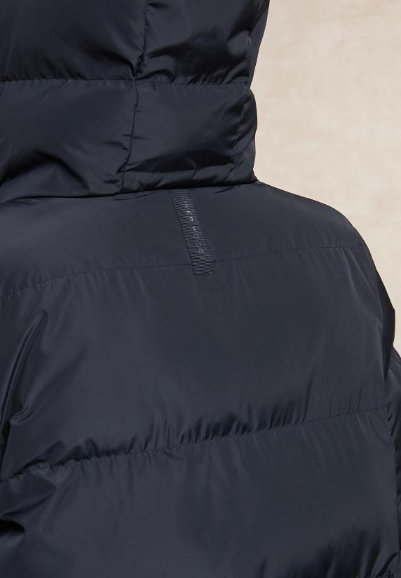 River Woods Lange Gewatteerde Jas Met Capuchon Navy