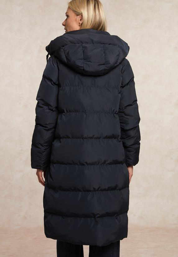 River Woods Lange Gewatteerde Jas Met Capuchon Navy