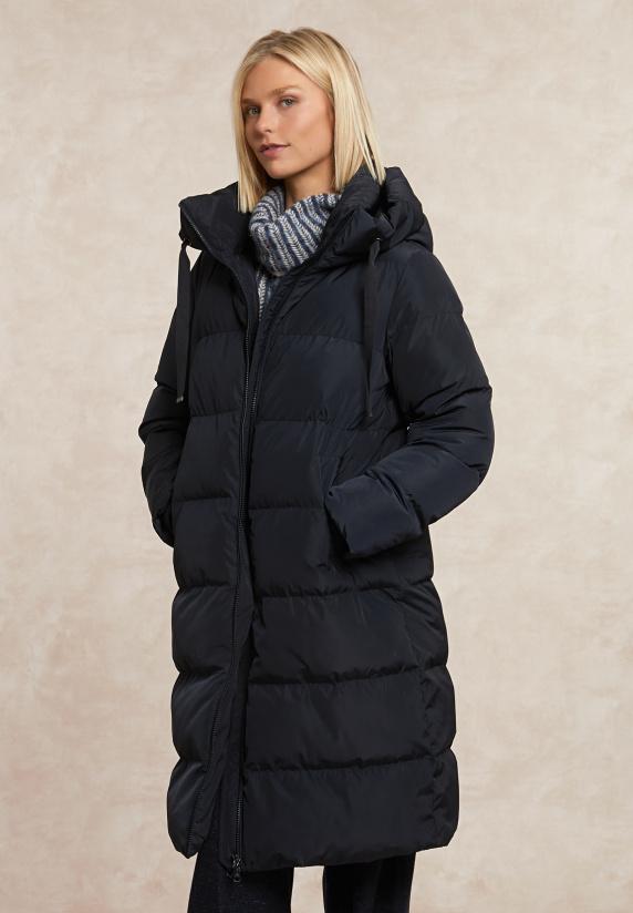 river woods Lange gewatteerde jas met capuchon navy