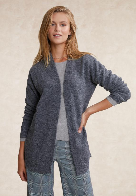 river woods Lange V-hals cardigan lange mouwen grijs