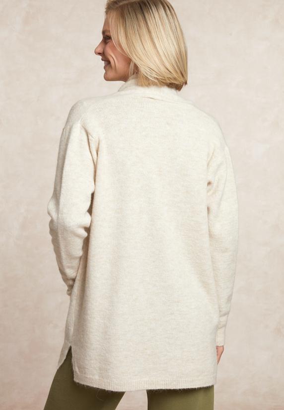 River Woods Lange V-hals Jersey Cardigan Opgestikte Zakken écru