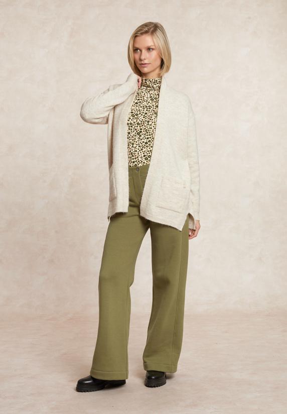 River Woods Lange V-hals Jersey Cardigan Opgestikte Zakken écru