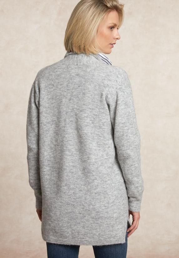 River Woods Lange V-hals Jersey Cardigan Opgestikte Zakken Grijs