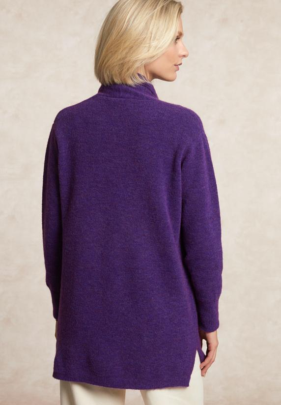 River Woods Lange V-hals Jersey Cardigan Opgestikte Zakken Paars