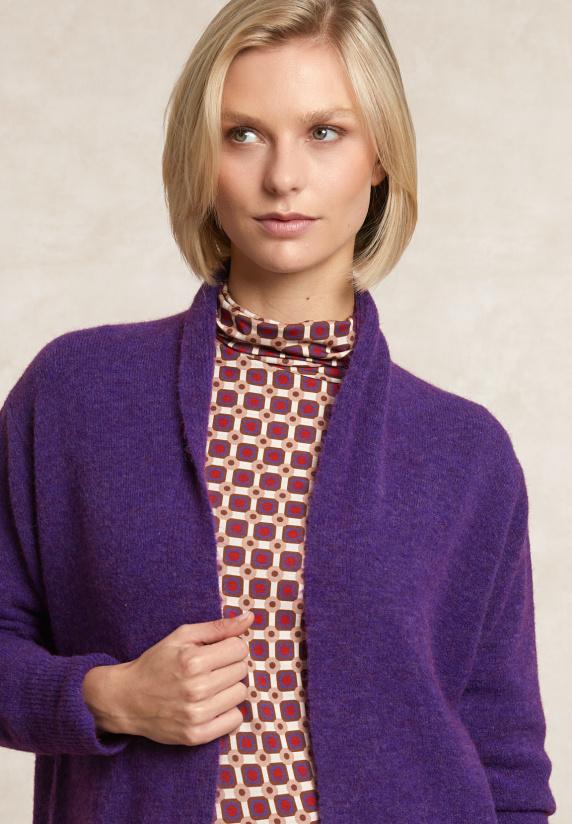 River Woods Lange V-hals Jersey Cardigan Opgestikte Zakken Paars