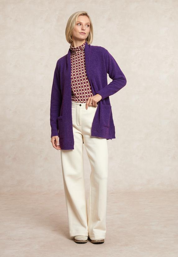 River Woods Lange V-hals Jersey Cardigan Opgestikte Zakken Paars