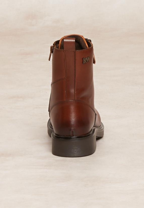 River Woods Lederen Enkellaarsjes Met Veters En Ritsen Bruin