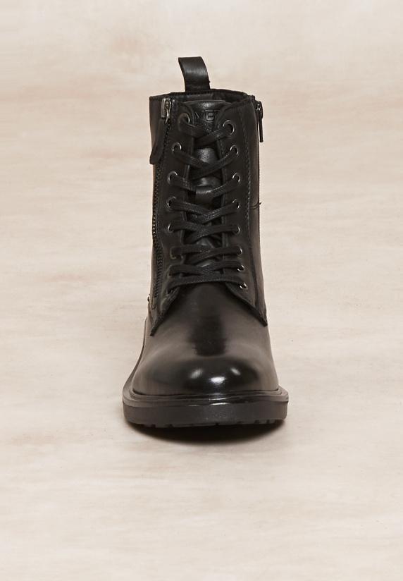 River Woods Lederen Enkellaarsjes Met Veters En Ritsen Zwart